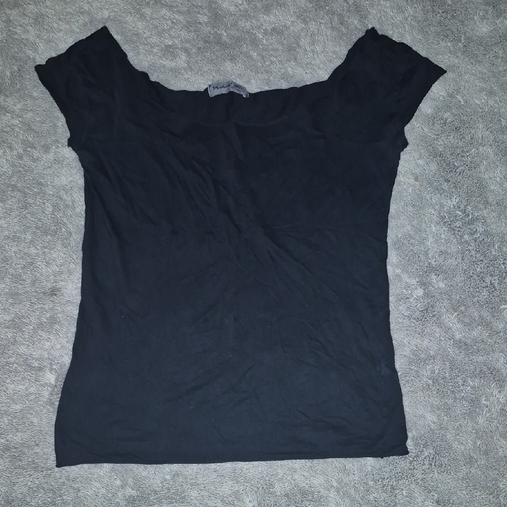 Michael Stars Black Short Sleeve Top - Picture 2 of 7